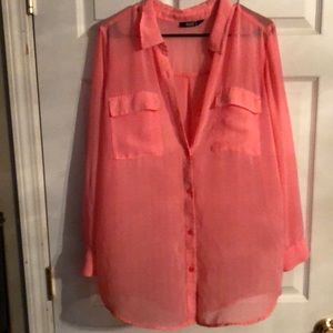 Long sleeve sheer shirt.